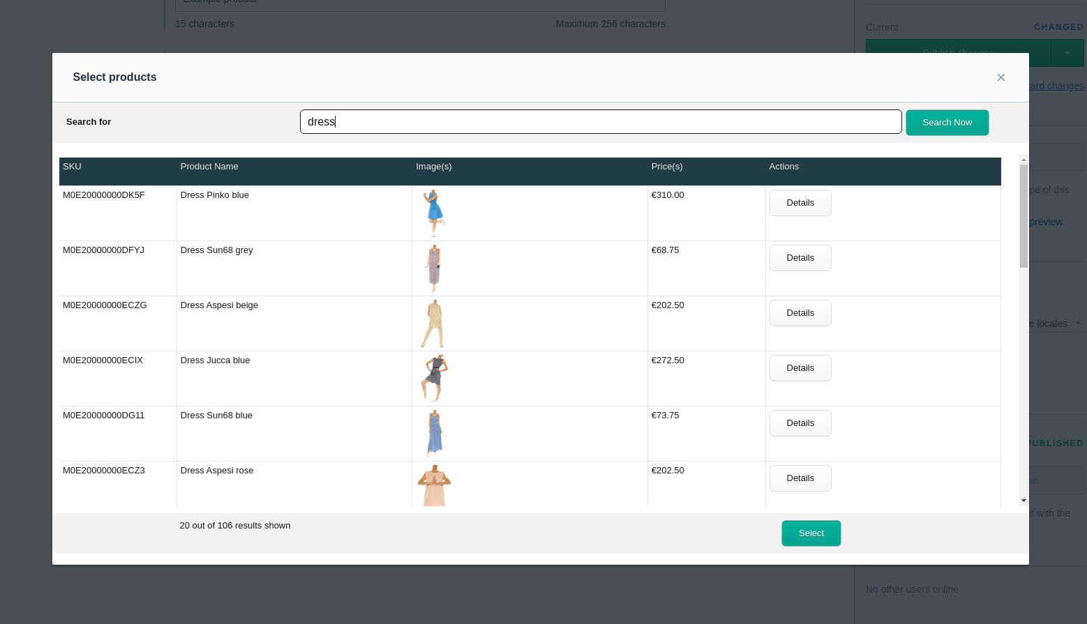 commercetools product picker