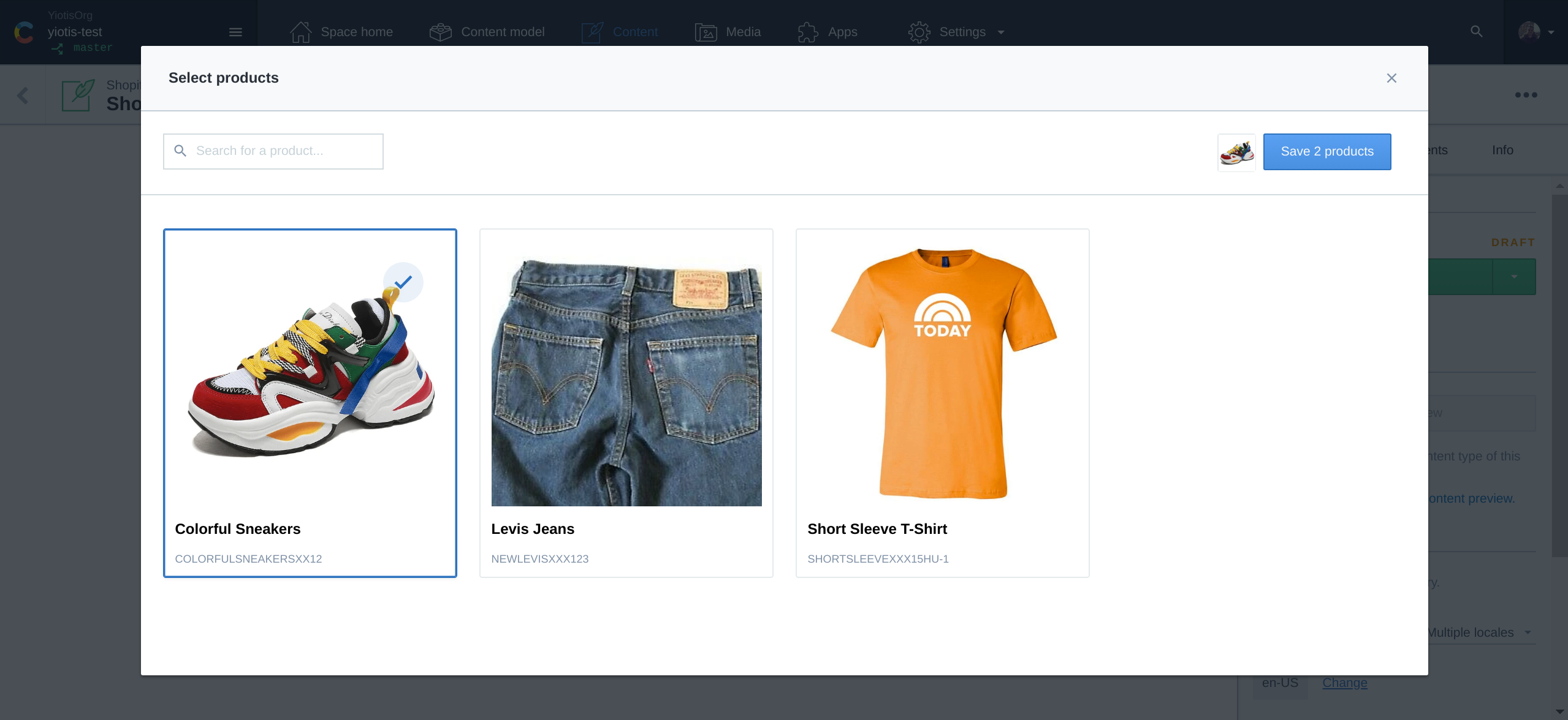 Shopify product picker