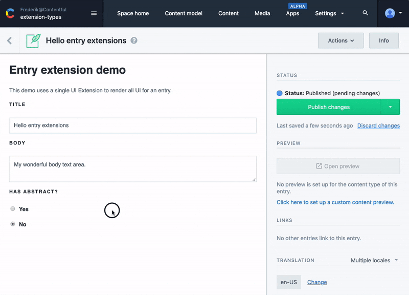 Conditional field using entry extensions