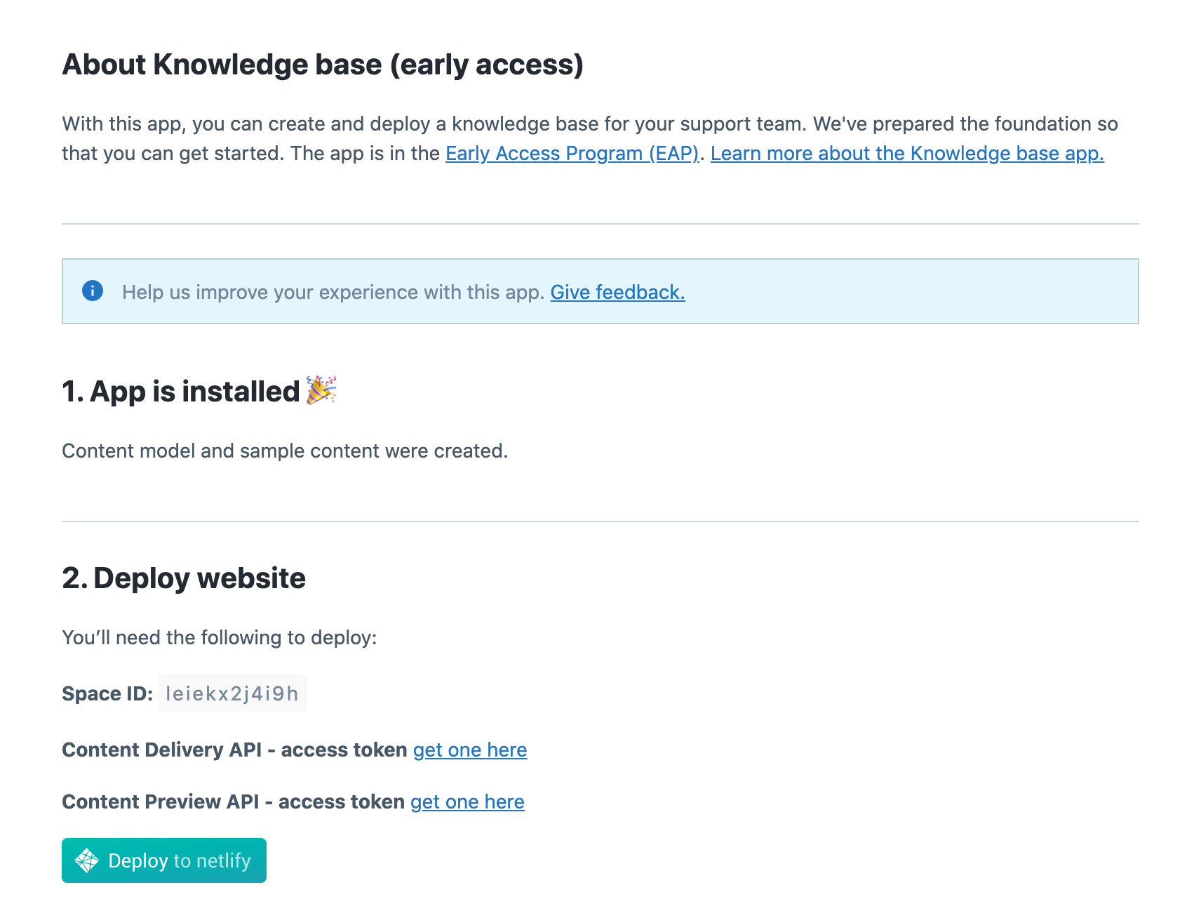 Knowledge Base App Config