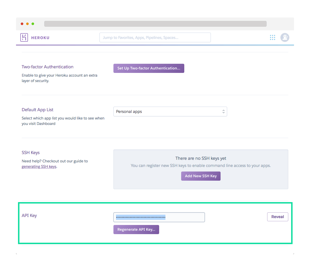 Heroku API key